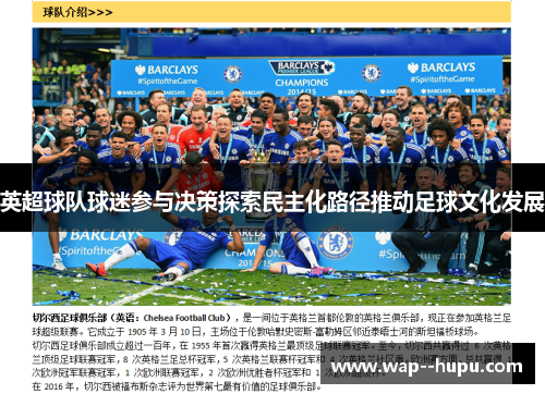 英超球队球迷参与决策探索民主化路径推动足球文化发展 英超球队球迷参与决策探索民主化路径推动足球文化发展