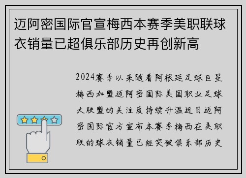 迈阿密国际官宣梅西本赛季美职联球衣销量已超俱乐部历史再创新高